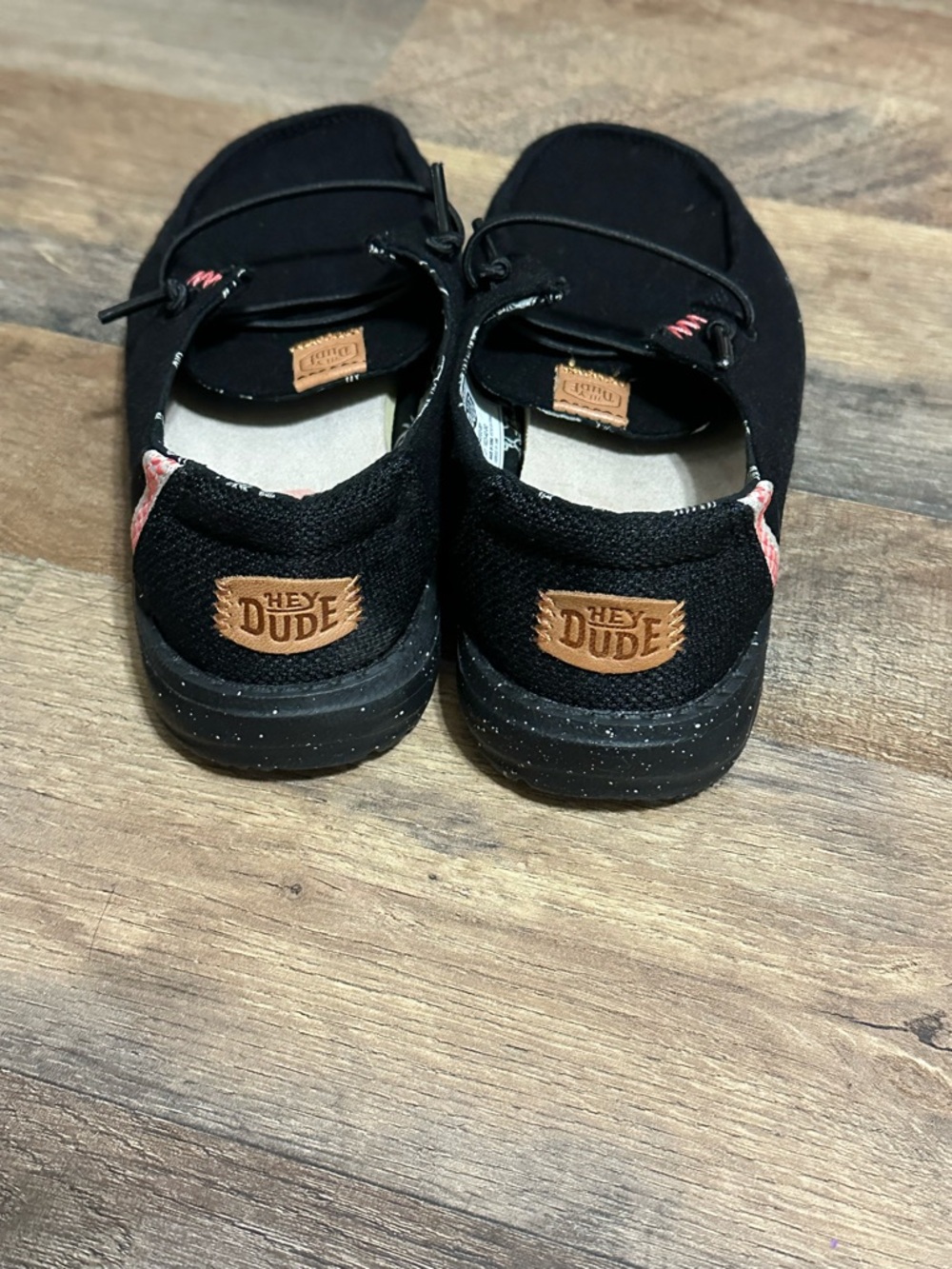 Hey Dude Kids Black Canvas Slip-On Sneakers with Brown Logo Tab - Picture 2 of 5